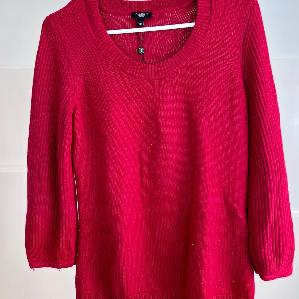 Talbots Vibrant Red Scoop Neck Sweater
